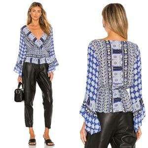 NWT Free People Rosalie Wrap Top Indigo